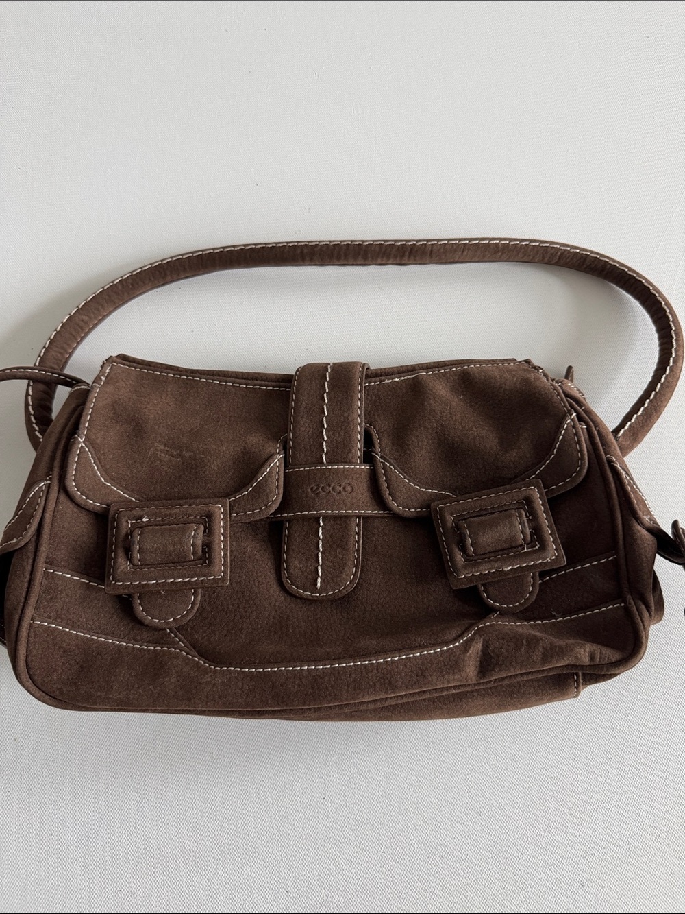 Vintage ECCO Chocolate Suede Shoulder Bag ✨